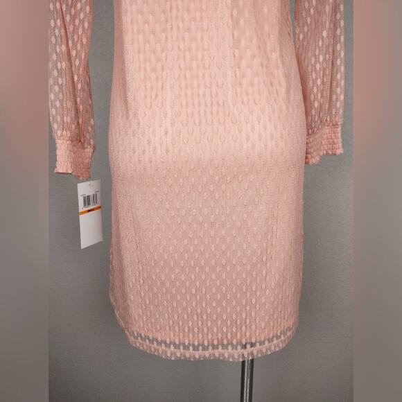 Nina Leonard Lace Mockneck Trapeze Long Sleeve Dress in Blush Size Small - Picture 14 of 16